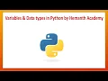 4 Variables and Data types in Python by Hemanth Academy