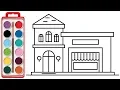 How To Draw a Restaurant - Coloring Pages For Kids