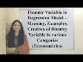 Dummy Variable in Regression Model Meaning Exp Creation of DV in various Categories Econometrics