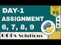 Infytq Object Oriented Programming Using Python Day 1 Assignment 6 7 8 9 YouthNationCoders