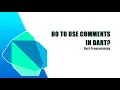 How to use comments in Dart