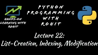 Python Programming Lecture 22 List Creation Indexing Modification