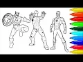 Spiderman Hulk Iron Man Coloring Pages Colouring Pages for Kids with Colored Markers