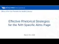 UB Health Sciences Effective Rhetorical Strategies for the NIH Specific Aims Page
