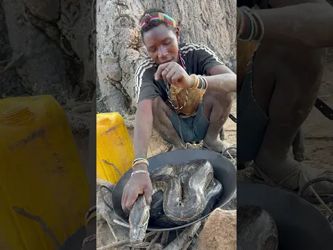 Big python meat preparation before roasting it