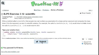 Java Practice It 3 12 scientific method basics parameters return math