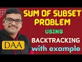 40-Sum of Subset Problem Solved Backtracking Algorithm with Example DAA