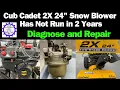 Cub Cadet 2X24 Snow Blower will Not start How to Diagnose and Repair