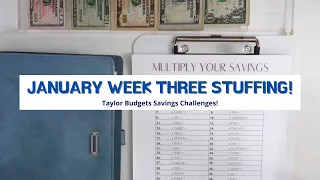 january week 3 savings challenges CASH STUFFING | TaylorBudgets savings challenges book