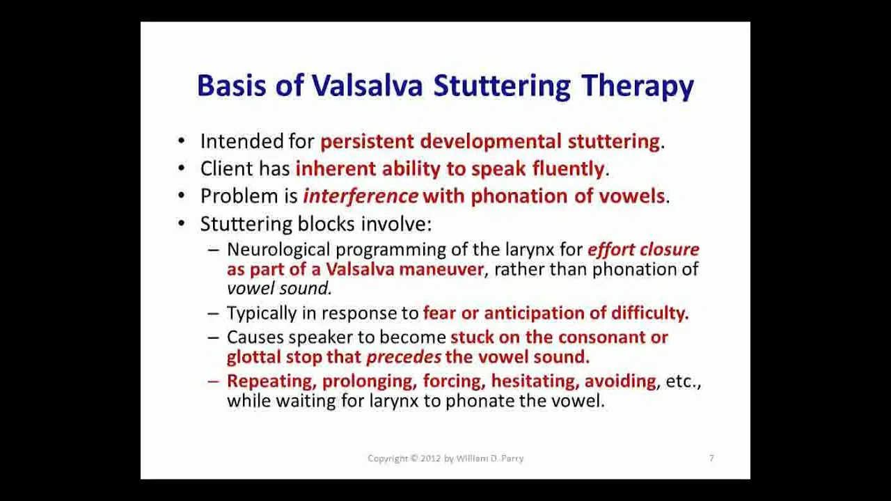 Valsalva Stuttering Therapy - Fundamentals