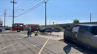 Homer Street Vine Street in Lansing Township closed due to crash involving vehicles pedestrian