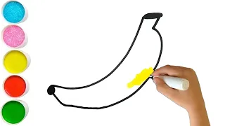 Draw a Picture of a Banana   Menggambar Gambar Pisang for kids   아이들을 위한 바나나 그리기   Po