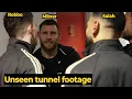 Ongeziene beelden na de wedstrijd tonen Mo Salah, Robbo en Milner die een moment delen in de tunnel.