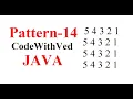 Pattern - 14 number pattern print in java number pattern program Code With Ved Pattern program