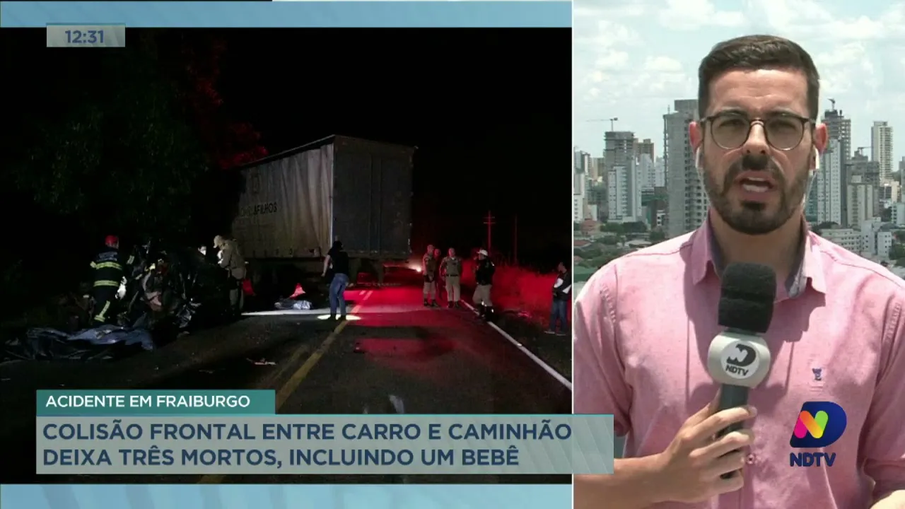 Colisão frontal entre carro e caminhão deixa três mortos