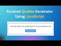 How to Create Random Quotes Generator Using HTML CSS JavaScript