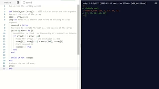 Implementing bubble sort algorithm in ruby