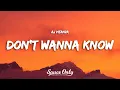Lagu AJ Vitanza - DON'T WANNA KNOW (Lyrics)