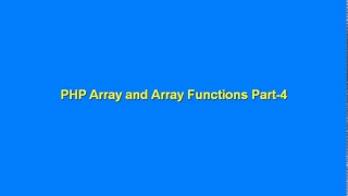 PHP Arrays and Array Functions Part 4