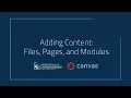 Adding Content to Canvas Files Pages and Modules