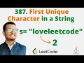 387 First Unique Character in a String Java Leetcode Hindi