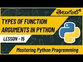 L-15 Types of Function Arguments in Python Master Python Programming in Telugu