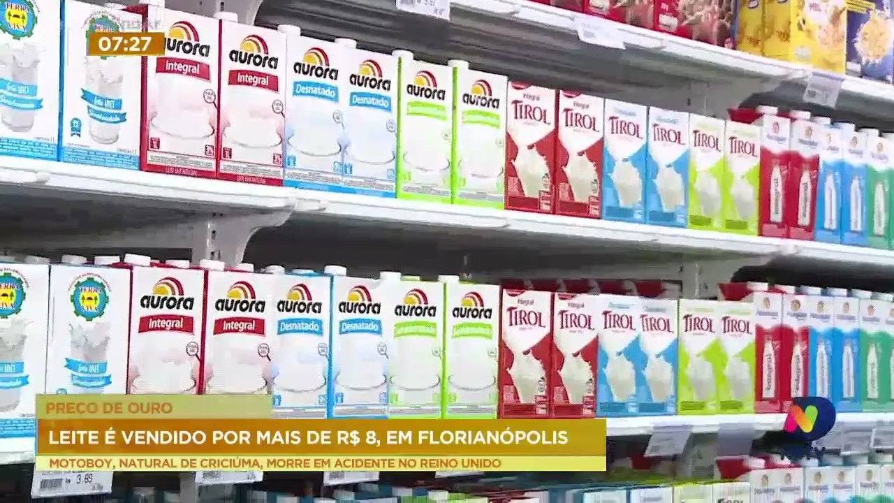 Preço do leite chega aos R$ 8 em Florianópolis