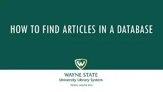 How to Find Articles in a Database