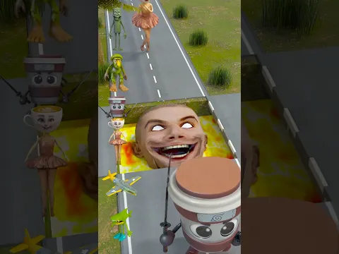 Italian Characters Memes Crossing Over Balerina Capuchina Sliding Bridge! #shorts