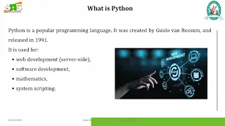 Ms R Pavithra Introduction to python lecture AP SNS Institutions B Com IT