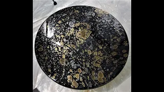 resin art black silver and gold round