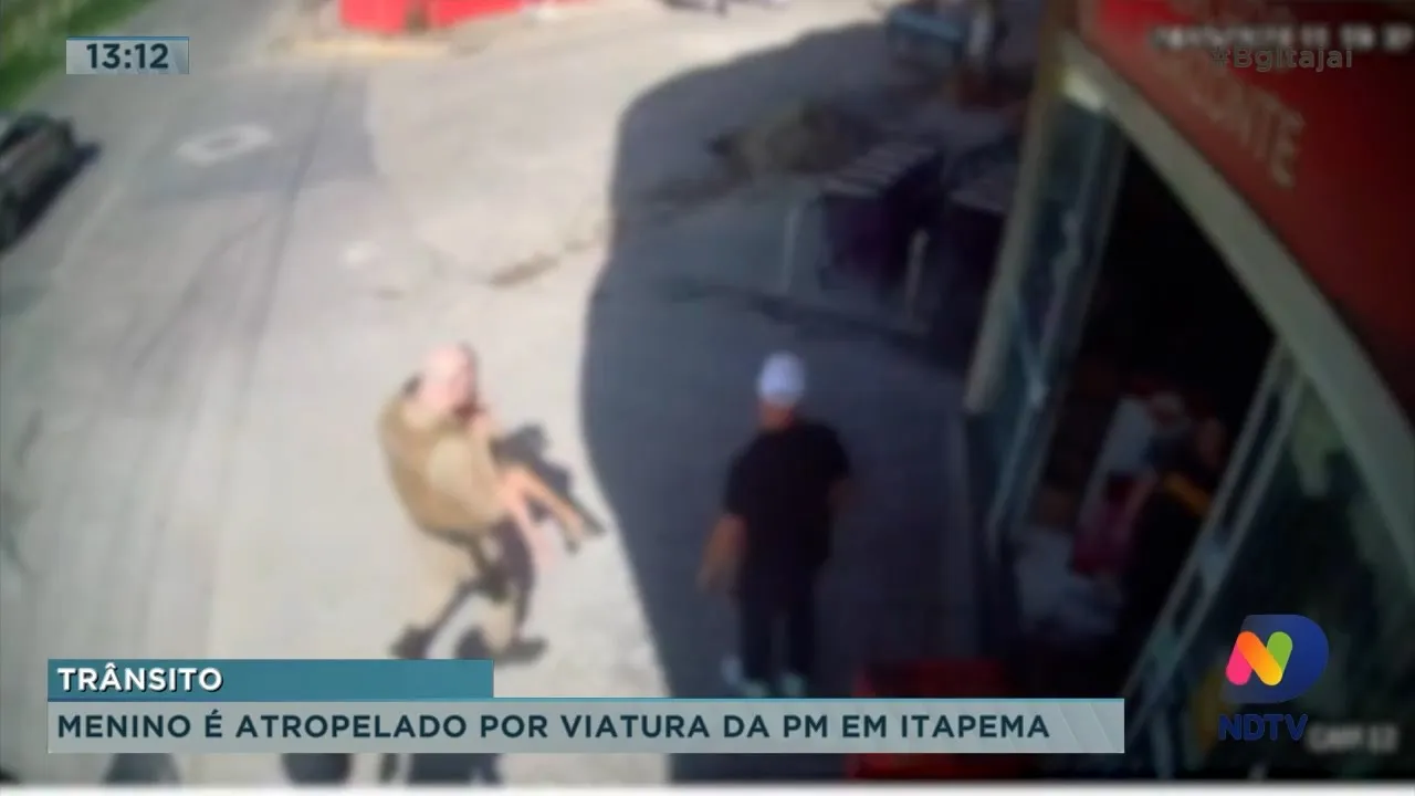 Menino é atropelado por viatura da PM em Itapema