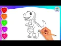 DINOSAUR Coloring for Kids and Toddlers Super Easy Fun Art Lesson