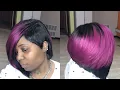 LAYERED MAGENTA TWO TONE HALF BOB QUICKWEAVE 27 PIECES