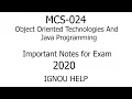 MCS-024 Important Questions for 2020 Exam Object Oriented Technologies and Java Programming