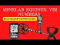 Minelab Equinox VDI Numbers ID Gold Silver Copper Coins and Artifacts