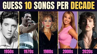 Guess 10 Songs from Each Decade 1950s to 2020s Music Quiz