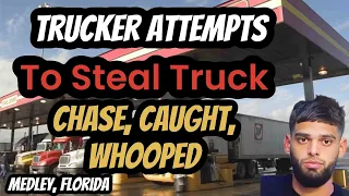 Fake Truck Driver Attempt To Rob And Steal Truckers Truck From Pilot Chased Caught and B t Down