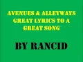Rancid  avenues and alleyways lyrics