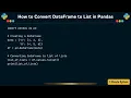 How to Convert DataFrame to List in Pandas