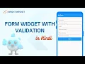 Form Widget with validation in Flutter in Hindi form widget in flutter Form Widget