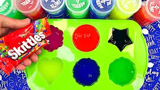Satisfying Video l How To Make Candy into Slime With Color Tray & Skittles ASMR
