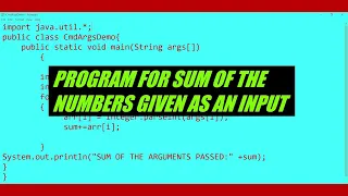 PROGRAM TO ACCEPT INPUT FROM THE USER BY USING COMMAND LINE ARGUMENT IN JAVA