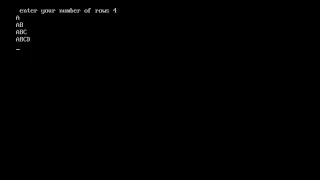 write a program to print A AB ABC ABCD pattern by using for loop