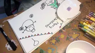 Daily Vlog - Vẽ Tranh Chủ Đề Bữa Tiệc Giáng Sinh