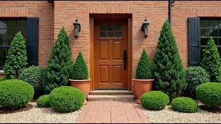 Timeless Elegance: A Symmetrical Front Garden Gracing a Classic Brick Home