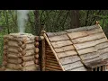 Download Lagu Building a Survival Cabin with Chimney-Fireplace \u0026 Wooden Roof in the Wilderness