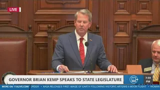 Gov Brian Kemp addresses State House in Georgia legislature