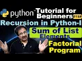 Sum of List using Recursion in Python Factorial Program in Python using Recursion Recursion PDF