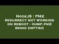 NodeJS PM2 resurrect not working on reboot - dump pm2 being emptied